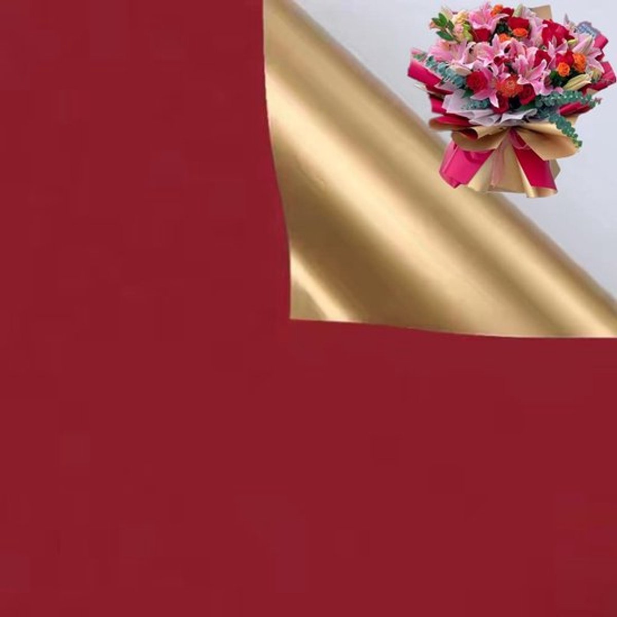 Vt products - Inpakpapier - Dubbelzijdig - Uitstraling - Gouden bloemen