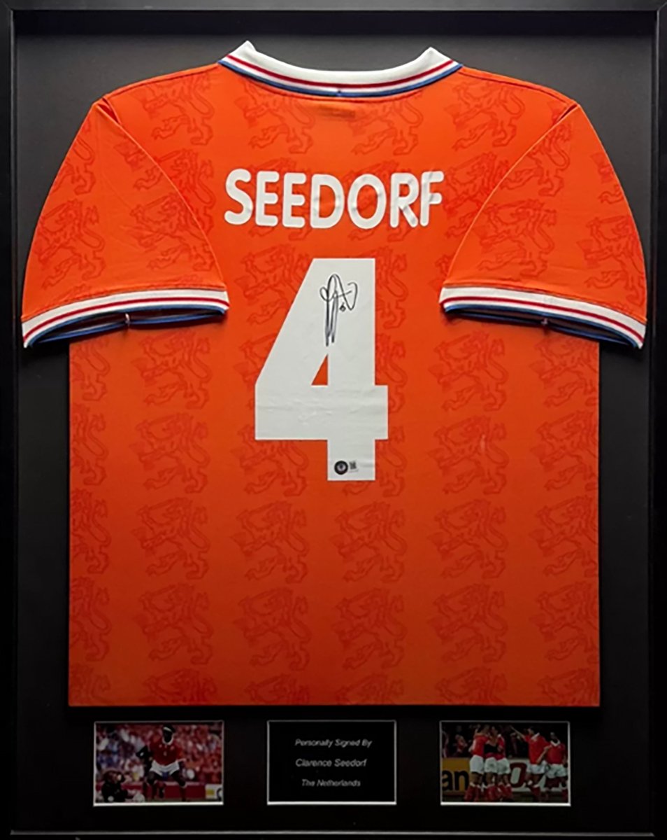 Clarence Seedorf gesigneerd Nederland 95/96 ingelijst thuis shirt