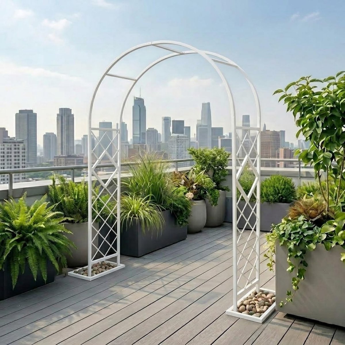 Tuinboog Klimplanten - Metalen Boog - Tuindecoratie Creëren - Robuuste Stevige Constructie - 2.6 x 2.3 m - Wit
