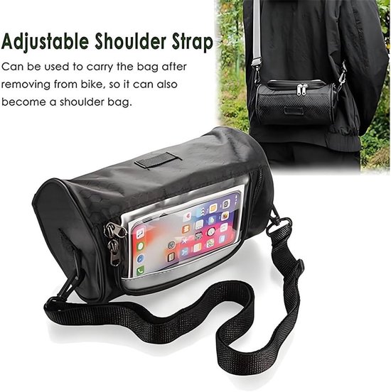 Fiets Stuurtas - Fietstas - Waterdichte Tas - Multifunctionele - Touchscreen - Fietstassen Stuurtas voor E-bike MTB - Met bandjes — afbeelding 4