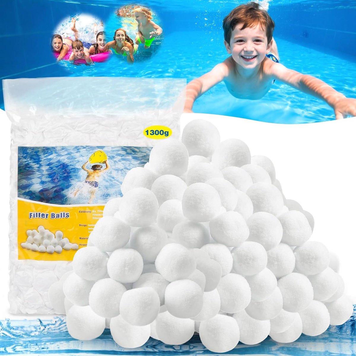 Zwembadfilterballen - Filterballen Zandfilter - Zwembad Reinigen - Vervangt Zand - 1300 g - Wit