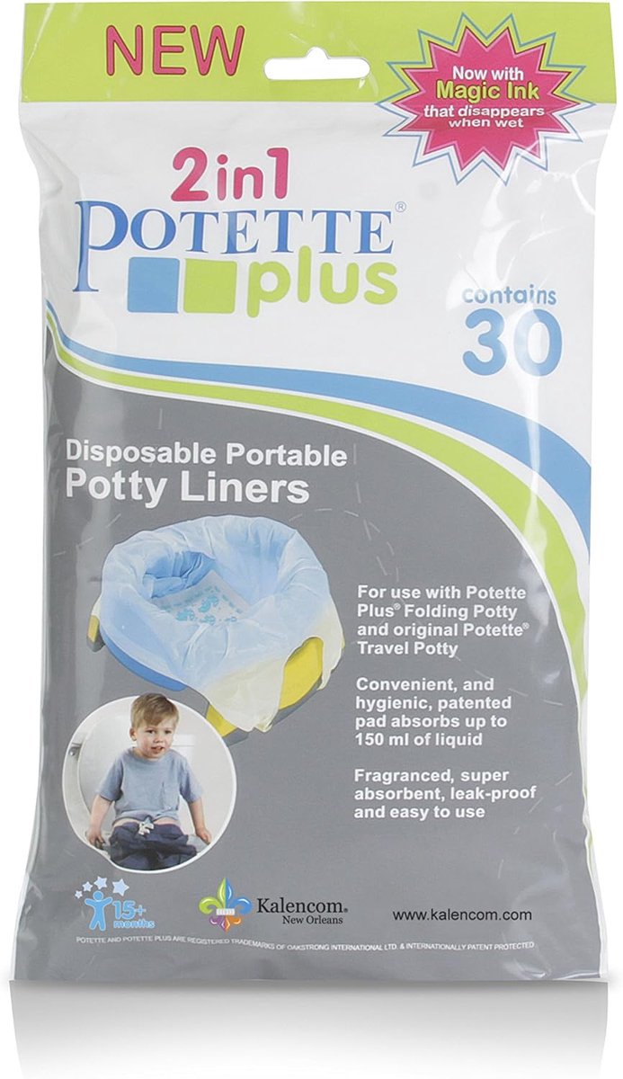 SnelShoppen - Potette Plus Inlegzakken 30 Stuks - Afvalzakken voor Baby Potjes - Disposables voor Camping, Thuis en Reis - 25 x 15 x 3 cm