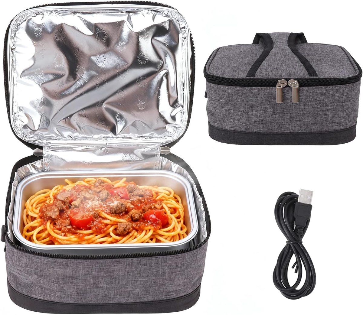 SnelShoppen - Portable Food Heater USB Verwarmde Lunchtas - Compacte Elektrische Etenverwarming Container voor Reizen, Kantoor, Camping, Hiking, Pickn