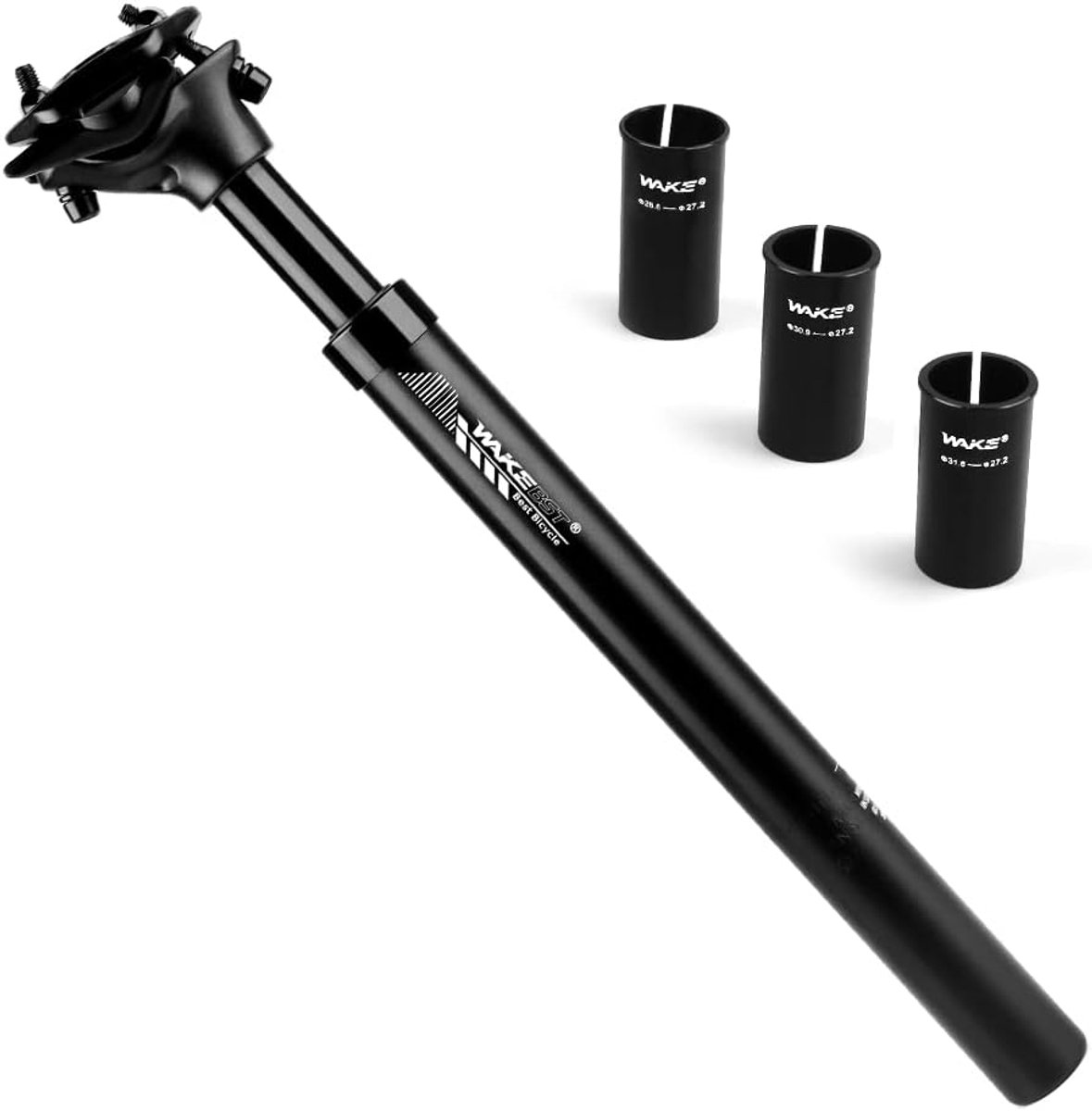 SnelShoppen - Vering Zadelpen 27.2mm x 350mm, Aluminium, Geschikt voor 28.6mm, 30.9mm, 31.6mm - Schokdempende Fiets Zadelpen voor MTB, Racefiets, BMX