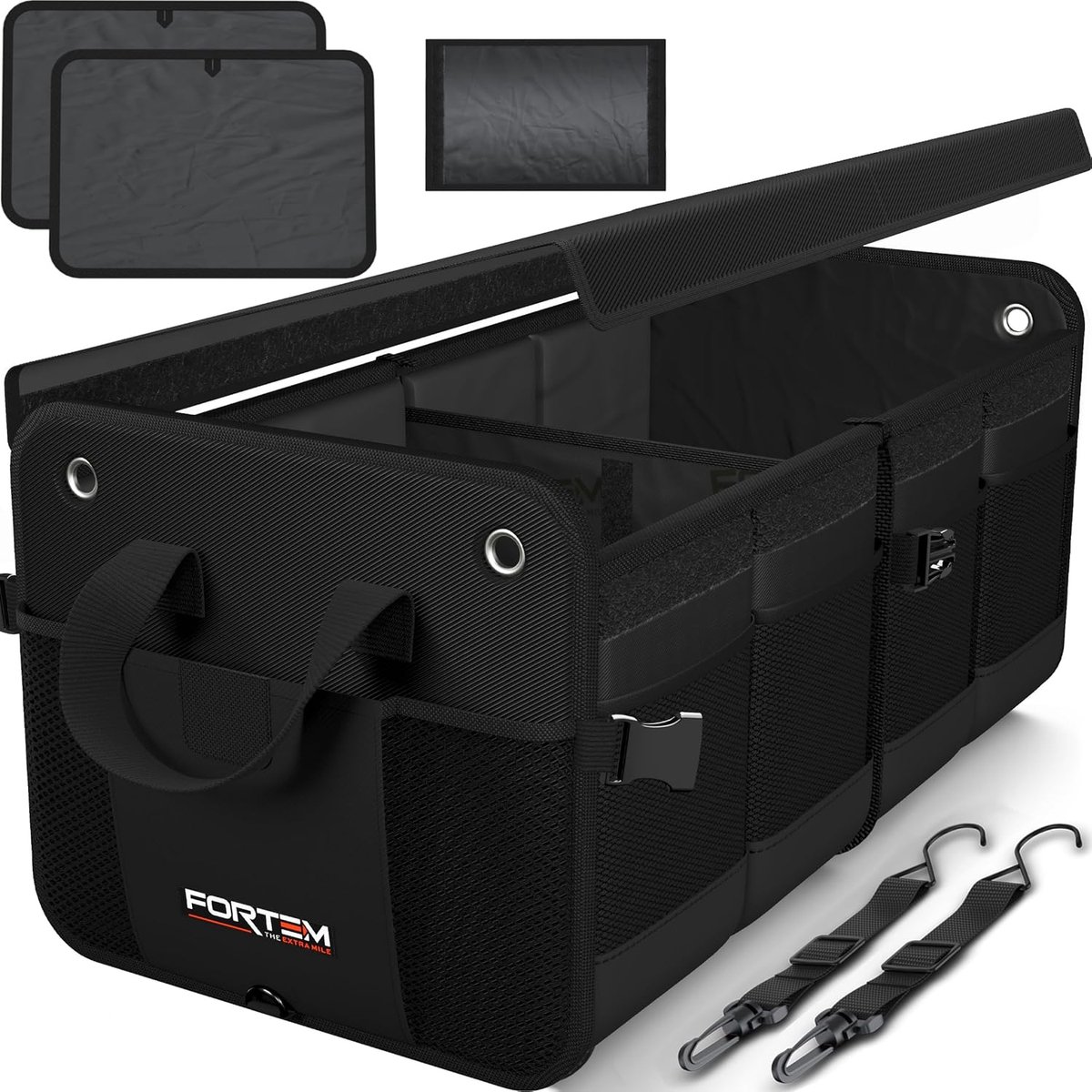 Thijox - Auto Kofferbak Organizer met Meerdere Vakken, Opvouwbare Opbergbox voor SUV, Antislip Bodem, Verstelbare Bevestigingsriemen, Zachte Deksel, A