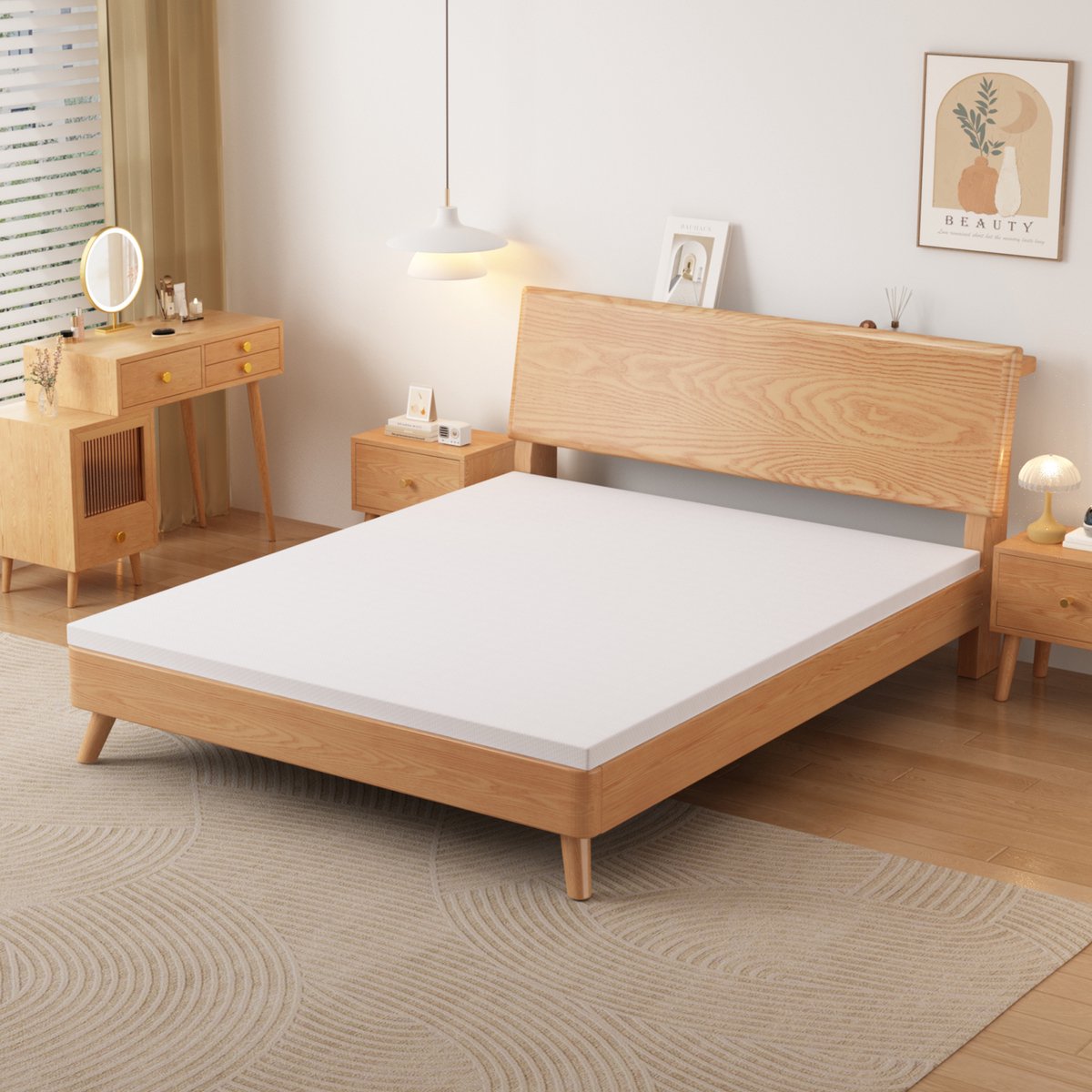 DESMIU Topmatras 180x200 cm – H3 Middelhard Ligcomfort – QX-Polyurethaanschuim – Afneembare Wasbare Hoes – Zonder Matras – Wit