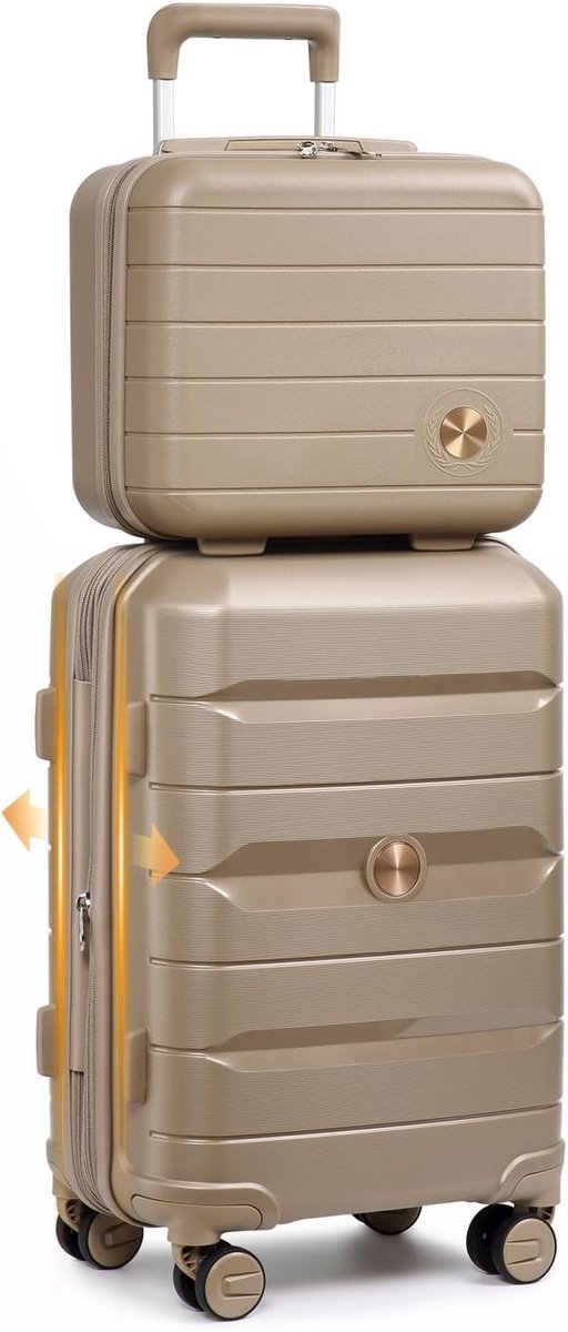 SnelShoppen - 4-delige Koffer Set - Harde Koffers Trolley met Beautycase - Reisbagage met TSA-slot - 4 Dubbele Wielen - S-M-L-XL - Verkrijgbaar in Nob