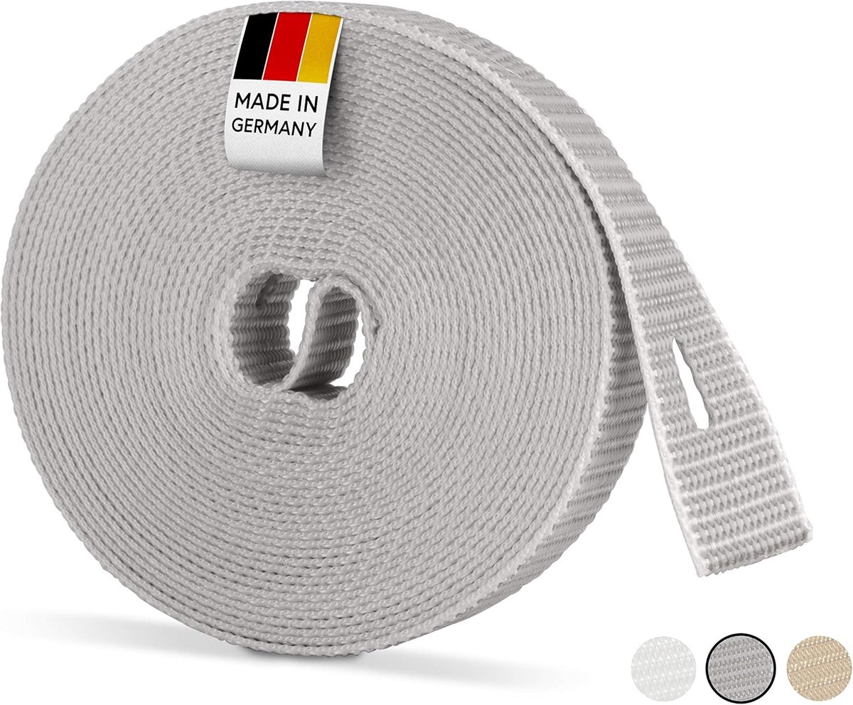 SnelShoppen - Roller Shutter Tape 6m 14mm Grijs, Zeer Sterk en Scheurbestendig, UV Bestendig, Geschikt voor Rolluiken en Deuren, Ideaal voor Zware Bel
