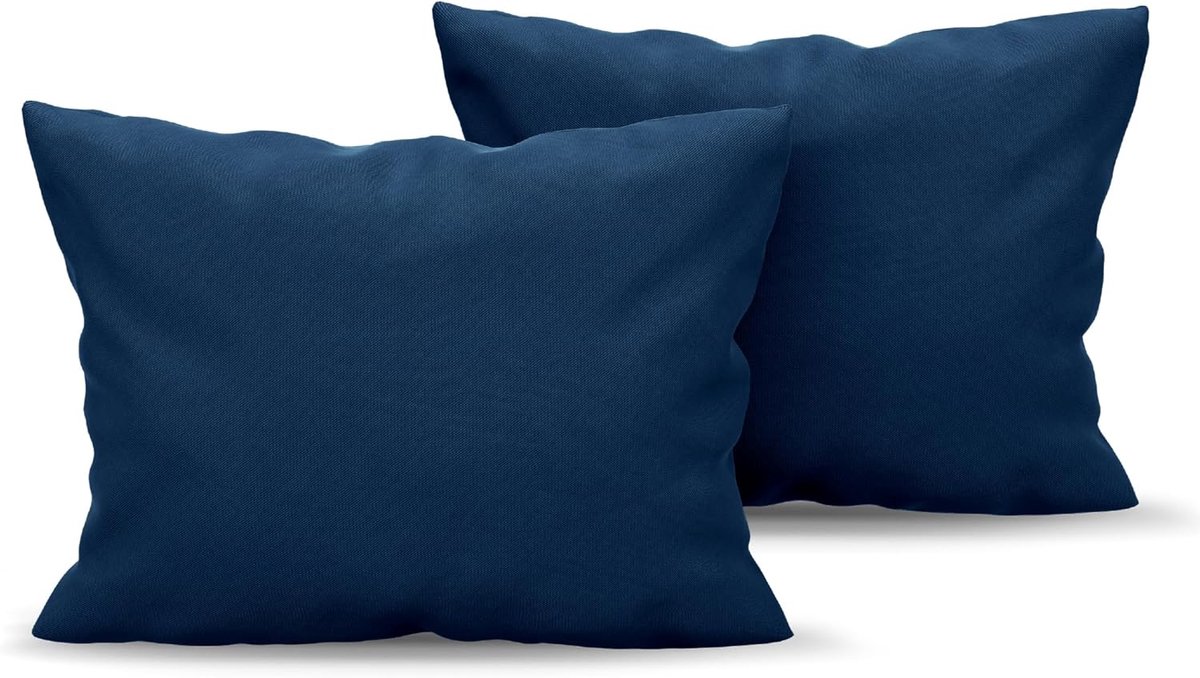 SnelShoppen - Set van 2 Donkerblauwe Microfiber Kussenslopen 40x60 cm - Hypoallergene Kussenhoezen van 100% Polyester - Comfortabel voor Slaapkamer en