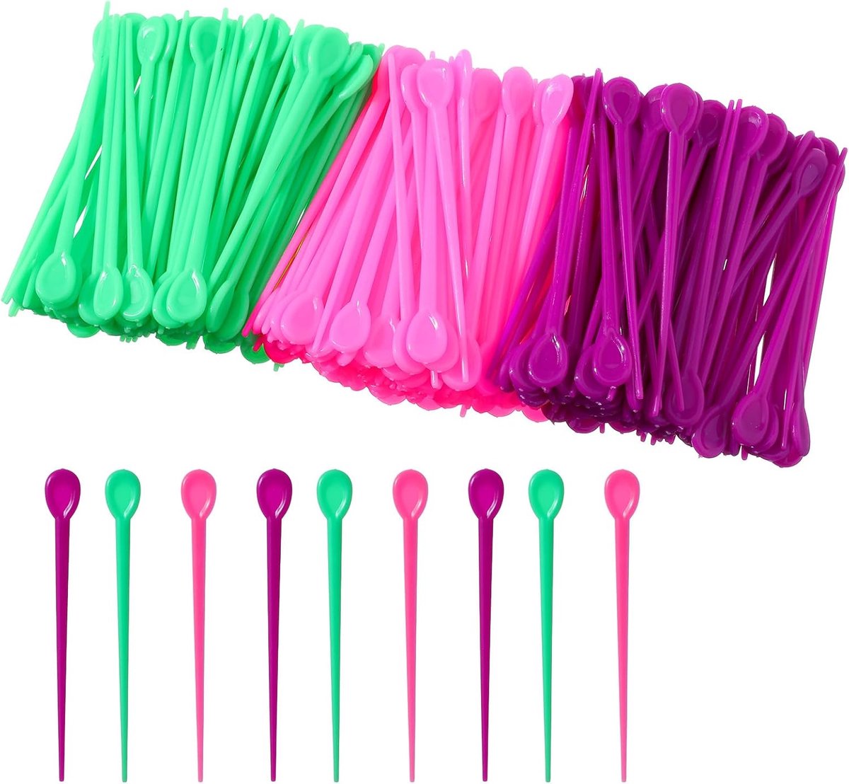 Thijox - 300 Stuks Krulspelden Roller Picks - Plastic Haaraccessoires voor Natuurlijk Haar Styling - Meerdere Kleuren (Rozerood, Groen, Paars) - Perfe