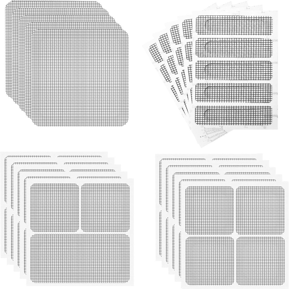 SnelShoppen - 65Pcs Fliegengitter Repair Kit - 4 Groottes Screen Repair Tape - Insectenbescherming - Sterke Zelfklevende Glasvezel - Grijs voor Ramen