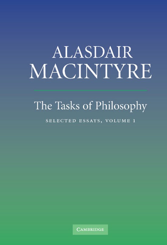 Boekomslag van 'The Tasks of Philosophy' van Alasdair MacIntyre, geselecteerde essays, deel 1.