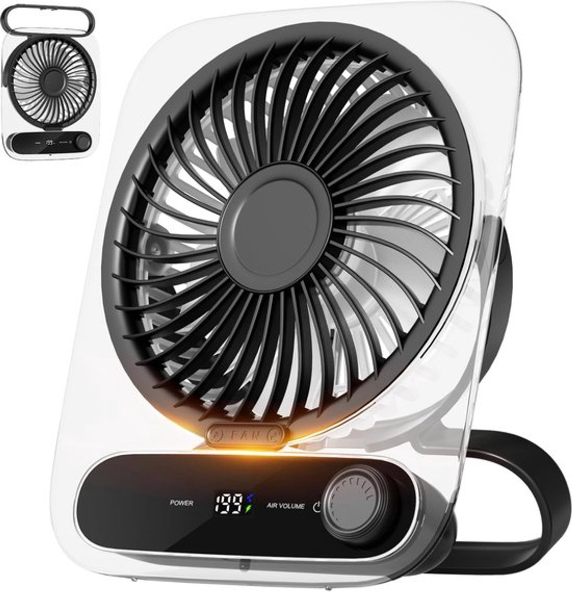 Elektrische ventilator - USB ventilator - draagbare accuventilator - compacte ventilator - mini ventilator - ultra-stil 180° vouwbaar - persoonlijke kleine ventilator - geschikt voor slaapkamer, kantoor, reizen, kamperen - zwart
