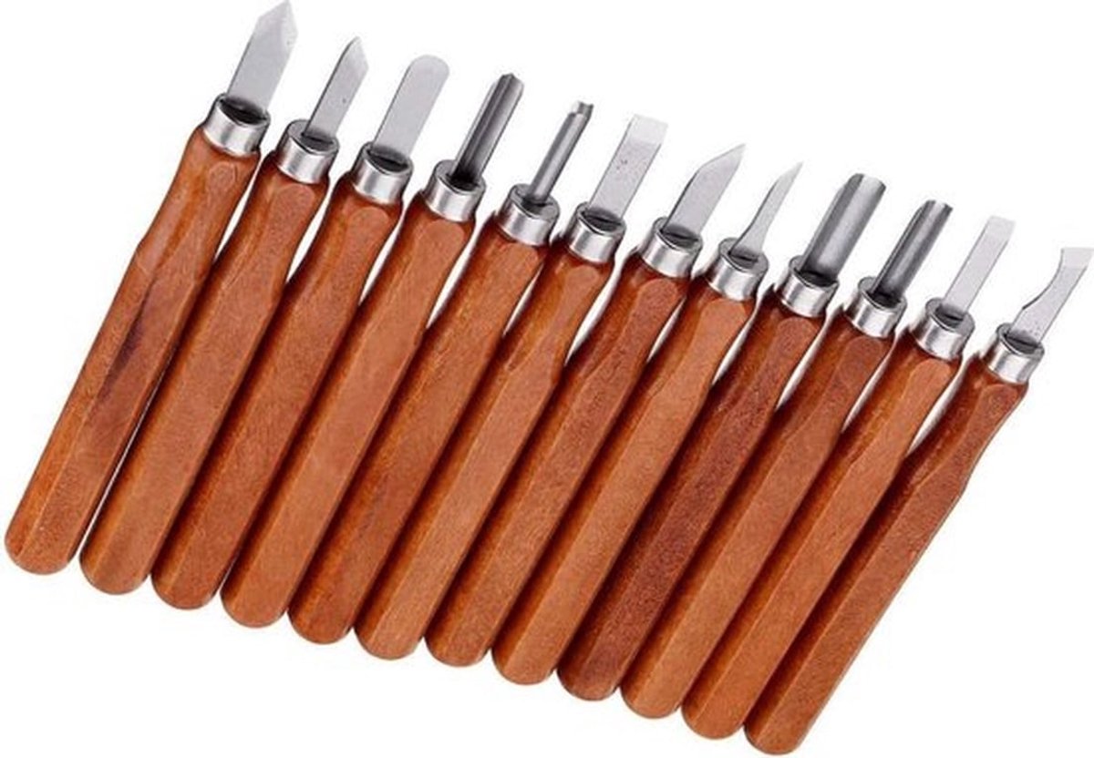 Houtsnijden - Houtbewerking set 12 delig - Houtbewerking gereedschap