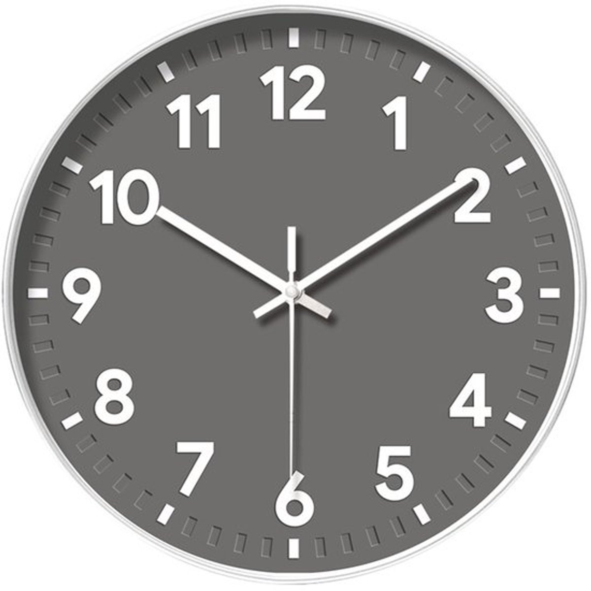 Moderne wandklok voor binnen - Stille kwarts klok zonder tikgeluid - Felle ronde wijzerplaat - Makkelijk af te lezen - Makkelijk af te lezen - Keuken en woonkamer - Grijs - 30cm