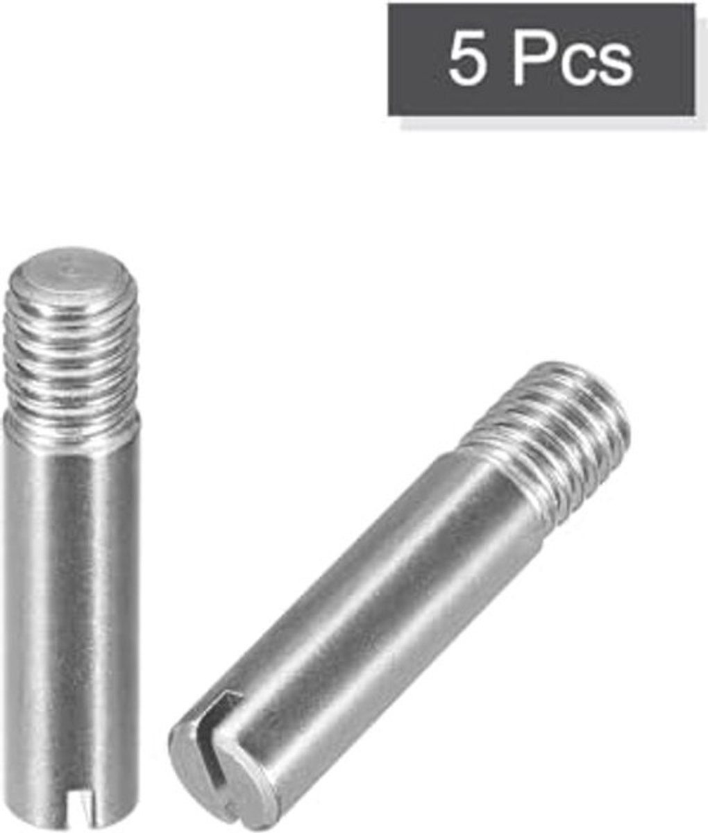 5 stuks M8 x 35mm cilindrische pin met 304 roestvrijstalen sleuf, mannelijke draad, meubelkast positioneringspin