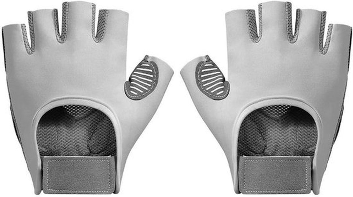 Fitnesshandschoenen met polssteun en volledige palmbescherming voor gewichtheffen en fietsen - Grijze handschoenen voor training en fitness - Maat L