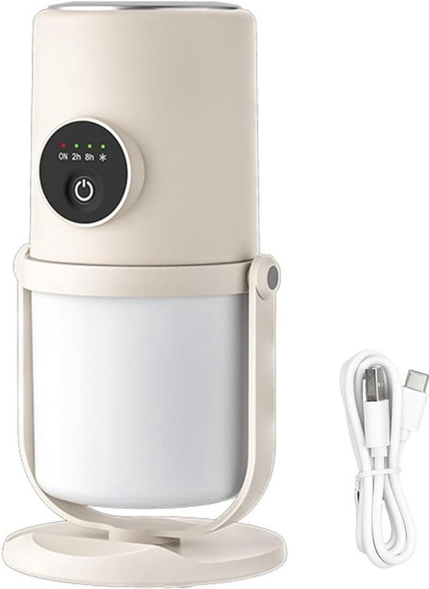 Draagbare mini-luchtbevochtiger - 300 ml koele mistbevochtiger - Met standaard - Stille USB-bureauluchtbevochtiger - 2 sproeistanden - Gebroken wit - Geschikt voor babykamers, reizen, kantoren en huizen