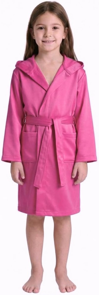 SnelShoppen - Microvezel Badjas Kinderen 4-16 Jaar - Sneldrogend, Ruimtebesparend, Comfortabel - Lichtblauw, Fuchsia, Roze, Elektrisch Blauw - Ideaal