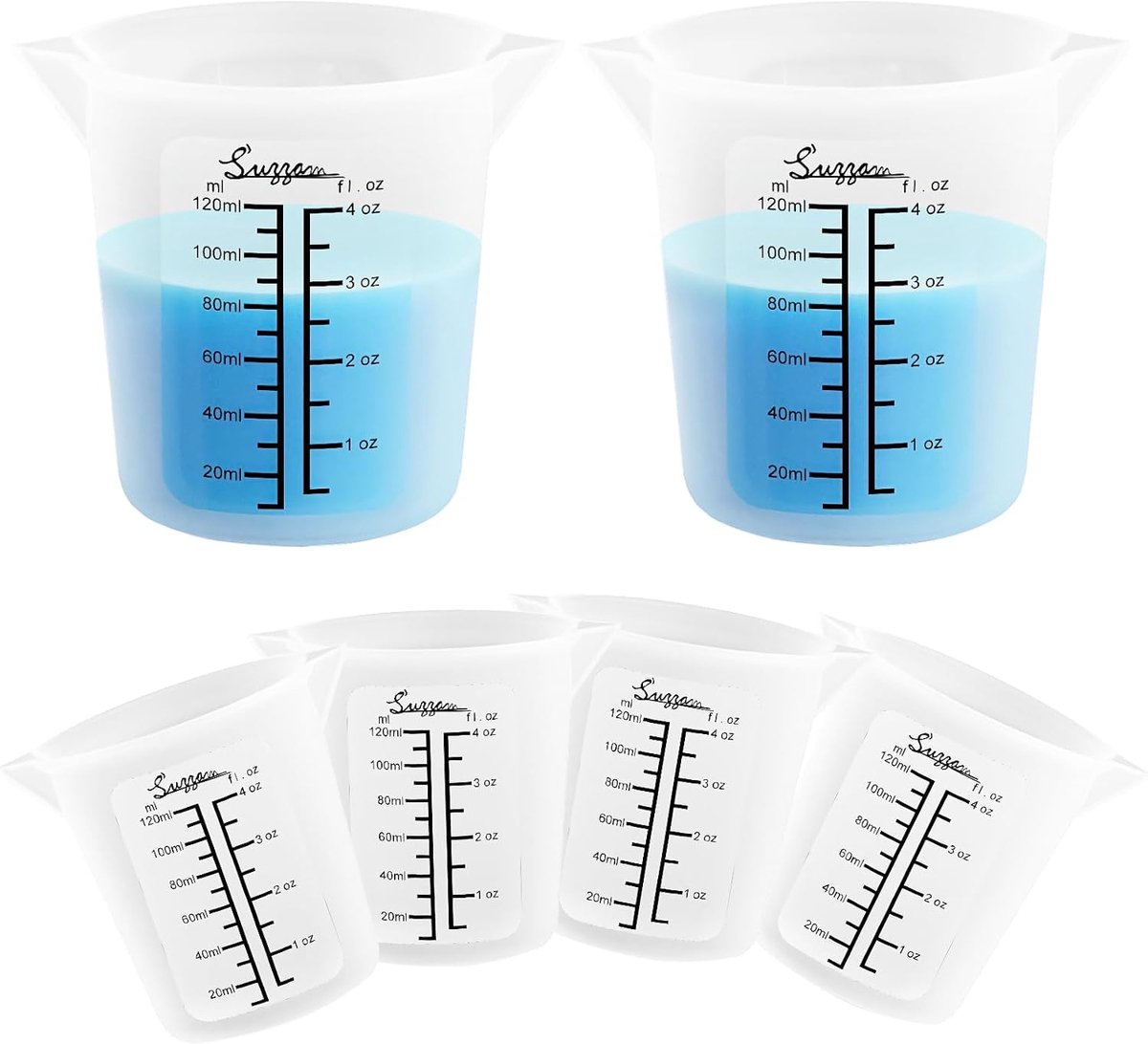 SnelShoppen - 120 ml Siliconen Maatbekers voor Hars - 6 Stuks Duidelijke Weegschalen - Herbruikbaar en Makkelijk te Reinigen - Perfect voor Harsmixing
