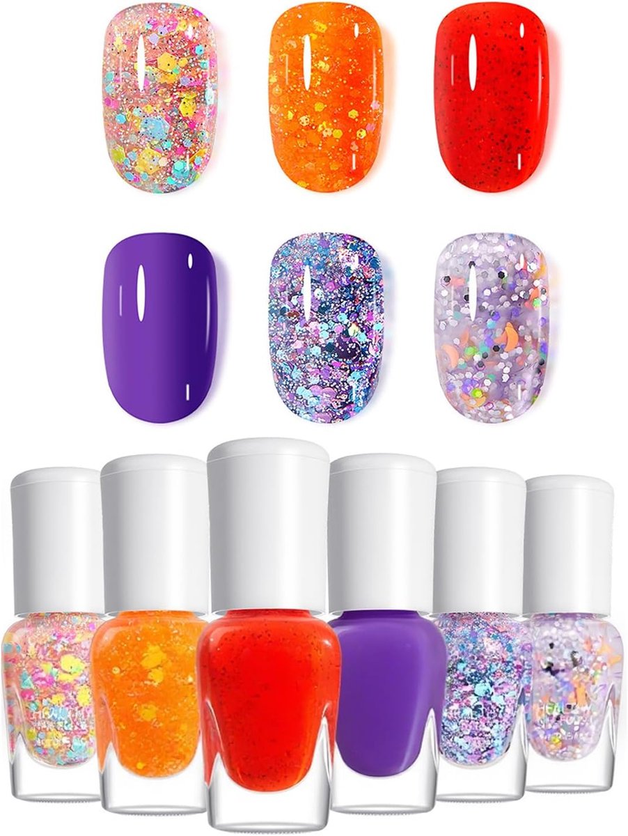 SnelShoppen - 6 stuks Nagellak voor Kinderen, Peel Off Polish op Waterbasis, Kindernagellak Set met Stickers, Creatieve Nailart, Verjaardagscadeau, Do