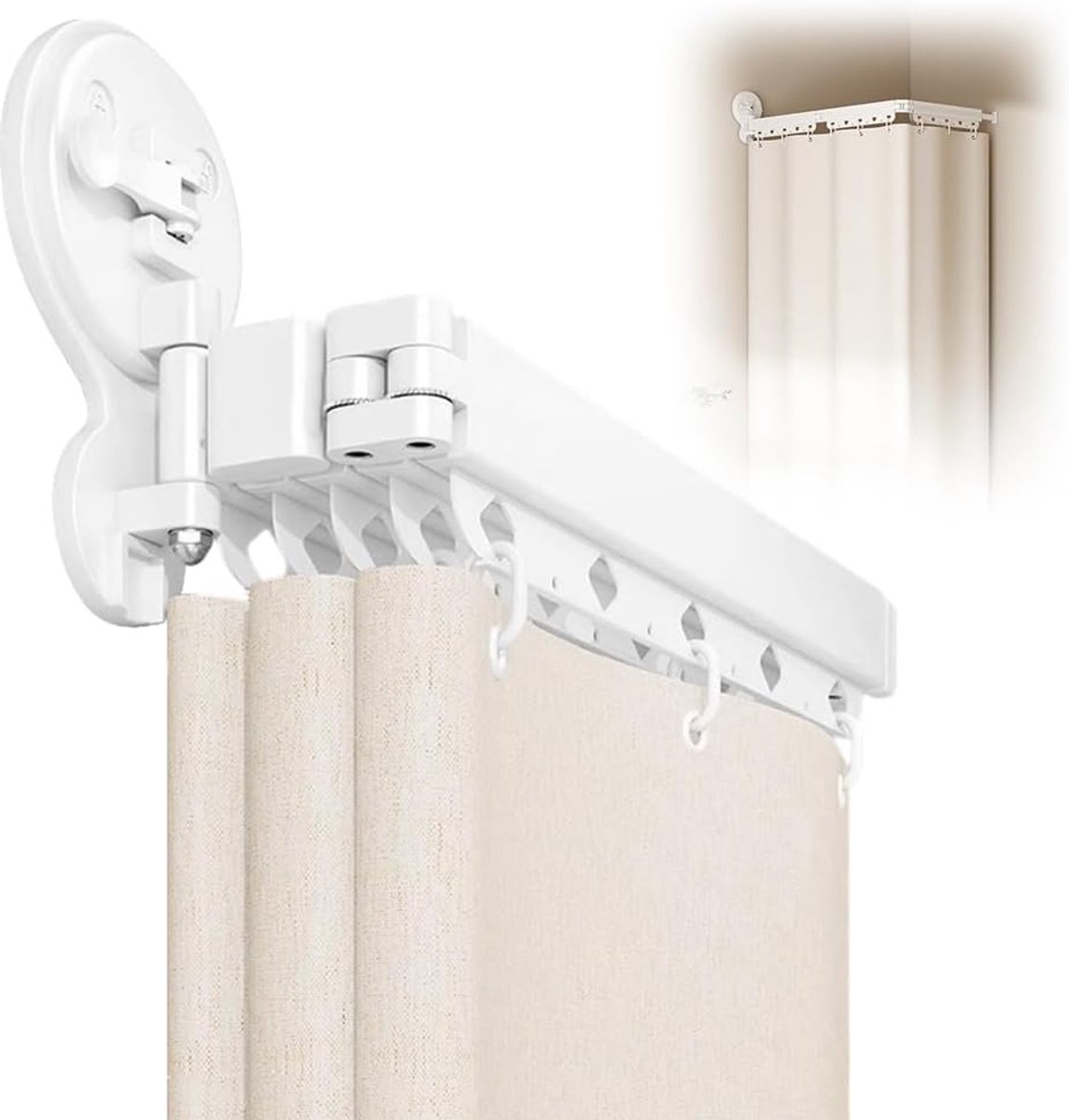 SnelShoppen - Douchegordijnstang met Zuignappen, 3-voudig, Telescoopstang 70-104 cm, Zonder Boren, Ideaal voor Badkamer, Ramen, Keuken en Ruimteverdel