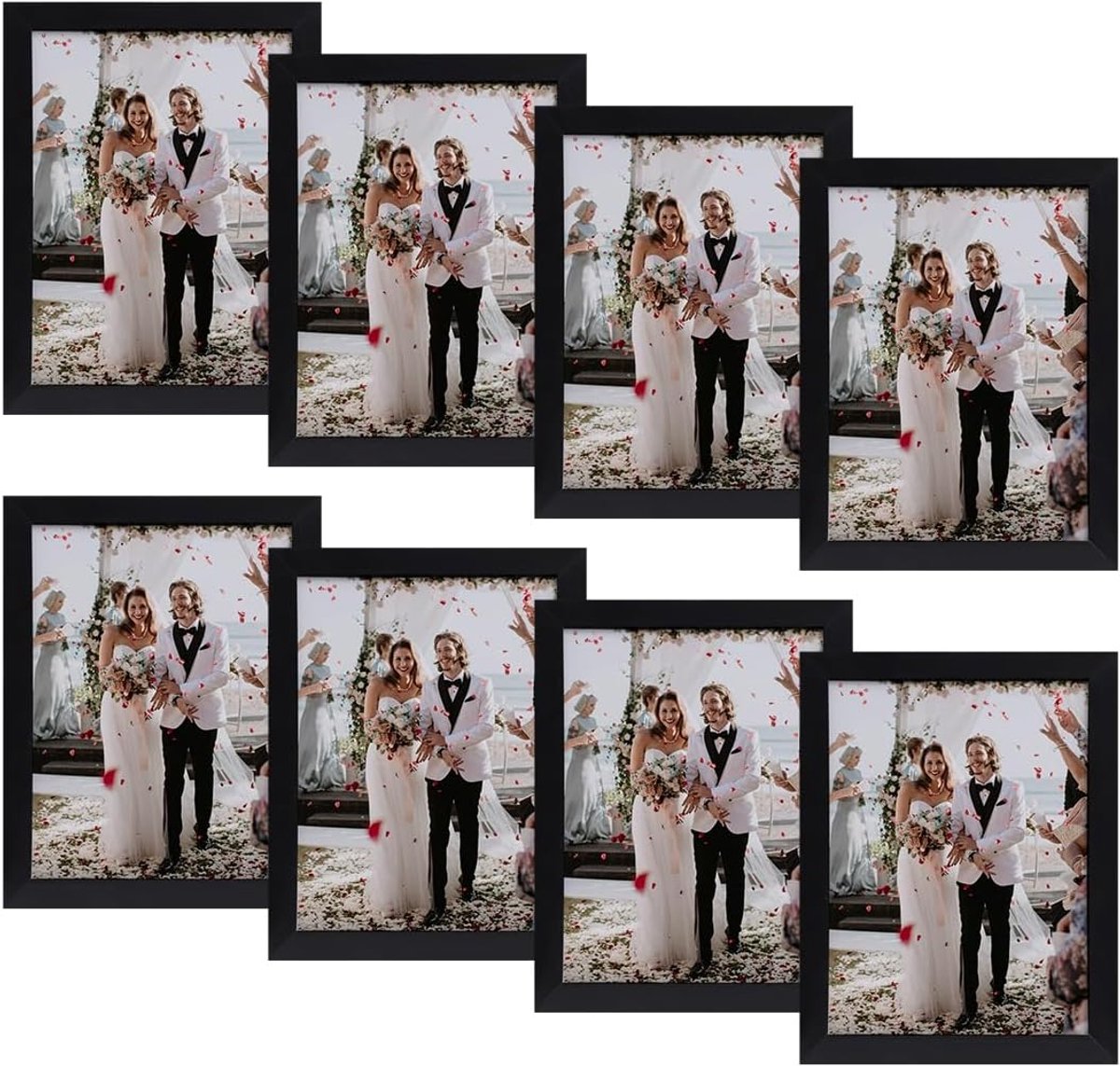 SnelShoppen - Fotolijst 10x15 cm - 8 Stuks Zwart Fotolijstjes - Milieuvriendelijk PVC - Perfect voor Woonkamer, Slaapkamer, Kantoor - Horizontaal en V
