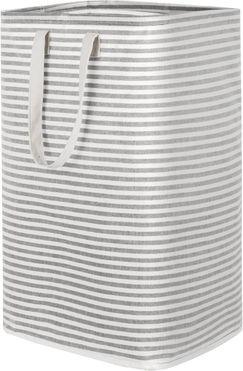 Thijox - Grote Opvouwbare Waterdichte Wasmand 80L met Verlengde Handgrepen, Ideaal voor Kleding, Slaapkamer, Blauw, Grijs, Stevig Teryleen Katoen, Per