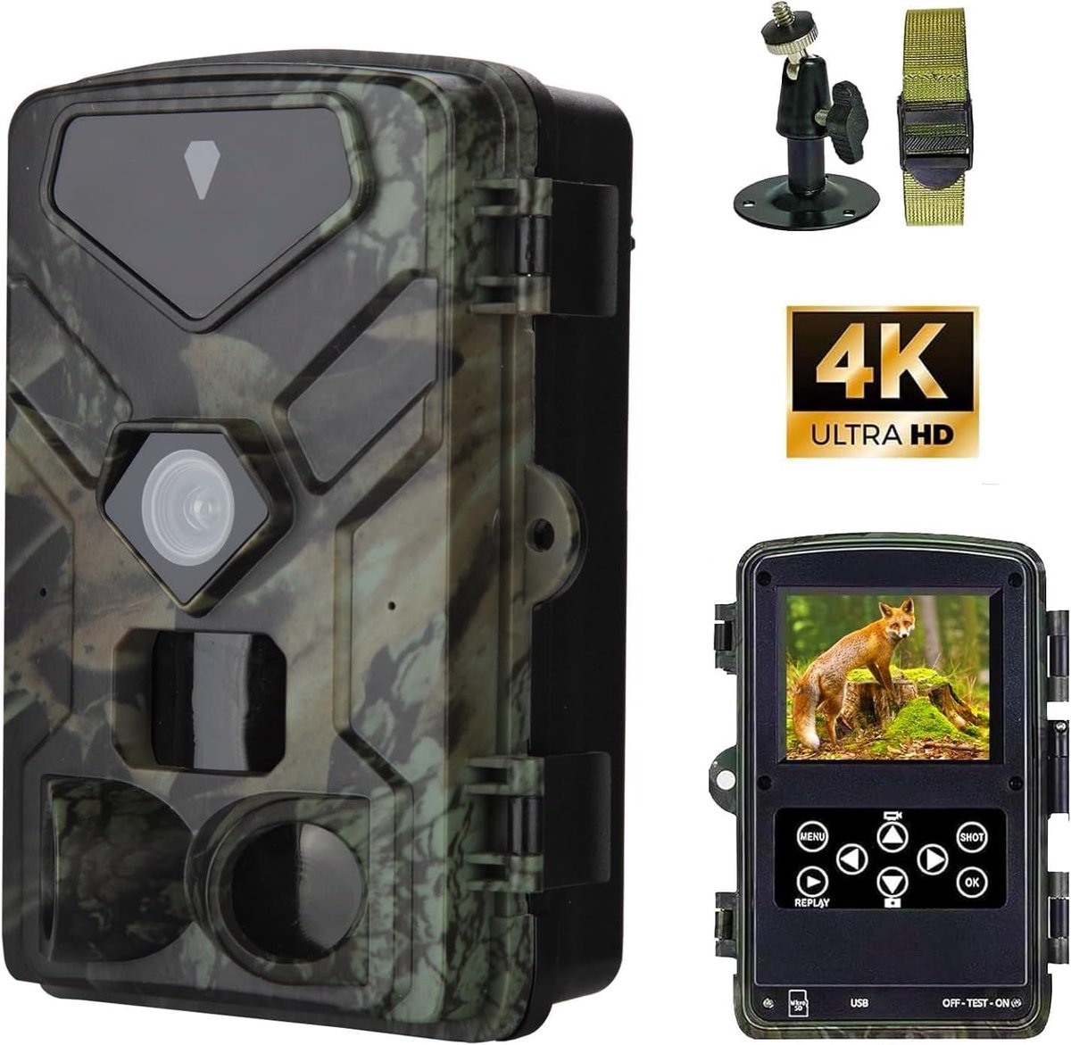 SnelShoppen - Wildcamera 50MP 4K met Nachtzicht, Bewegingsmelder, Groothoek 120°, 850nm IR-LEDs - Jachtcamera voor Natuurverkenning en Dierenobservati