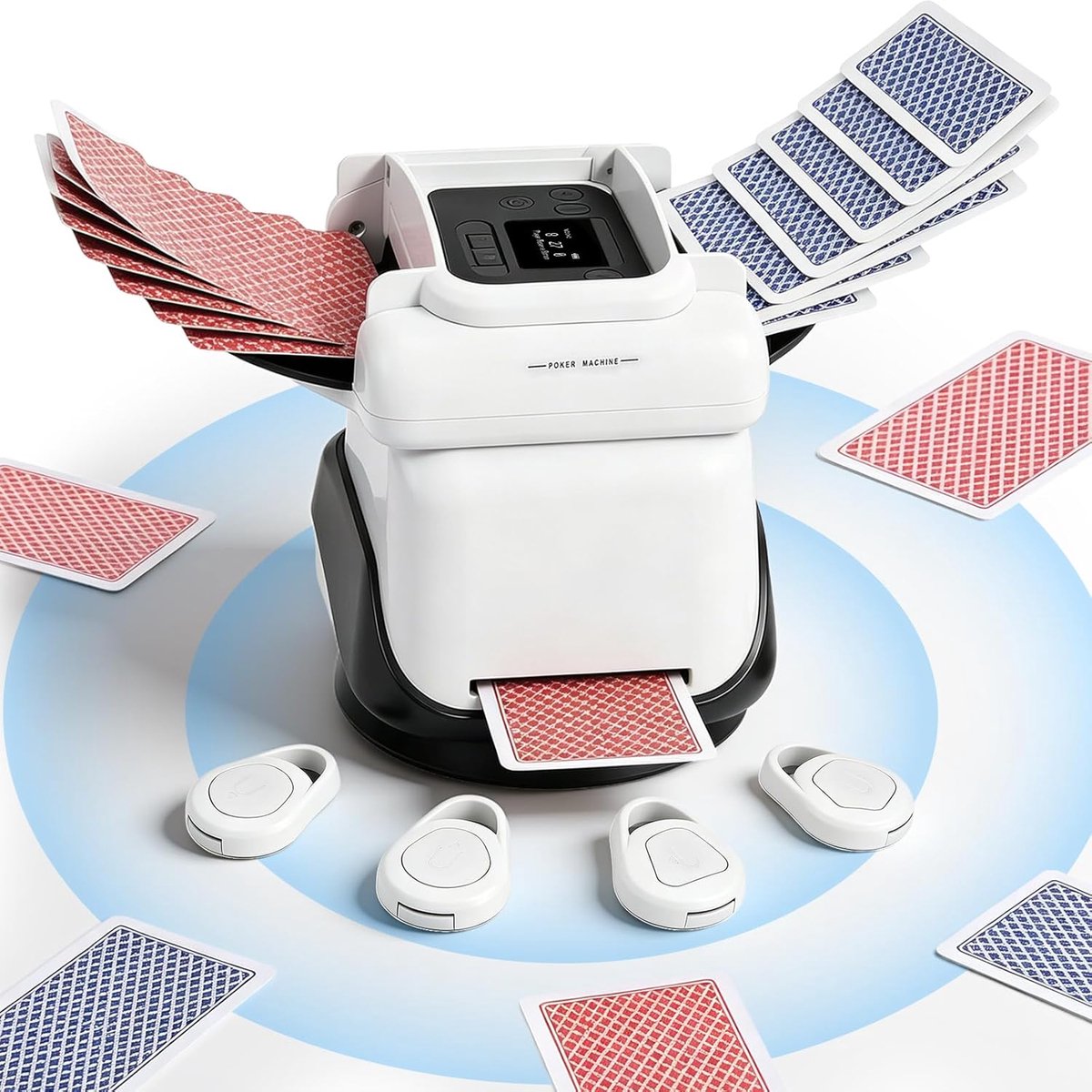 SnelShoppen - Kaartschudder met Uitdeelmachine 360° Draai voor 1–4 Decks, Automatisch, Oplaadbaar, Stil voor Poker, Blackjack, UNO, Voor 2–8 Spelers