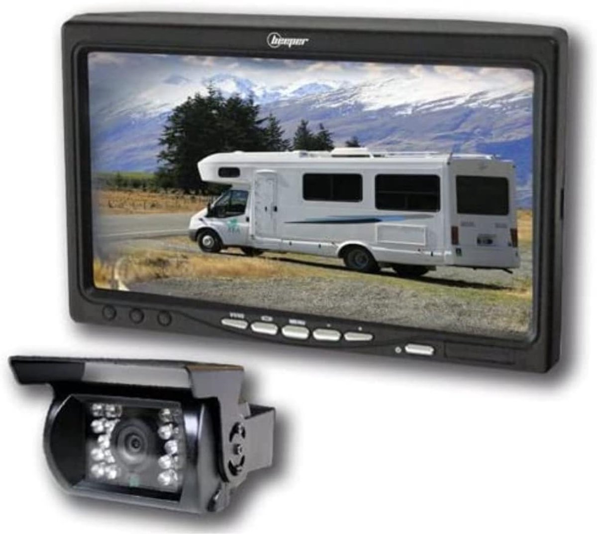 SnelShoppen - Achteruitrijcamera 7 Inch Scherm, 140° Groothoekcamera, 15 Meter Kabel, HD LCD Beeldscherm voor Auto, Vrachtwagen, Boot, Veilig Parkeren