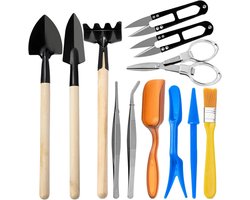 SnelShoppen - RoseFlower Bonsai Gereedschapsset - 12 Stuks Mini Tuin Verplantgereedschap Set - Inclusief Blad Trimmer, Pincet, Schoffel, Hark, Opvouwb