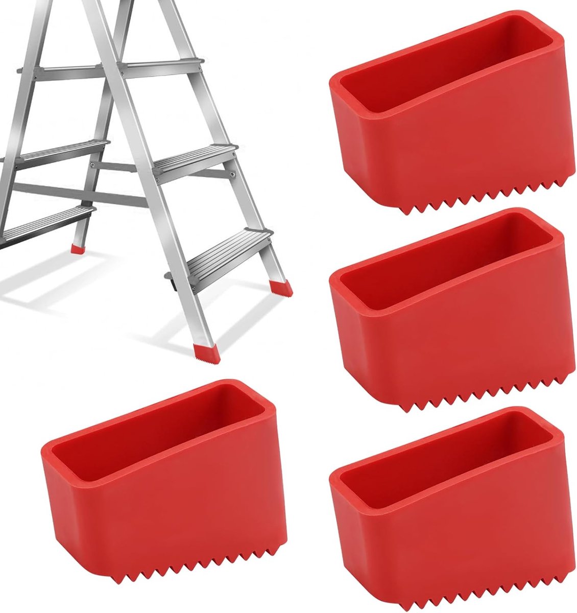 SnelShoppen - 4 Rubberen Ladderpoten 50x20mm - Antislip Ladderkappen - Scheurvast en Warmtebestendig - Universele Trapladder Voeten voor Veiligheid en