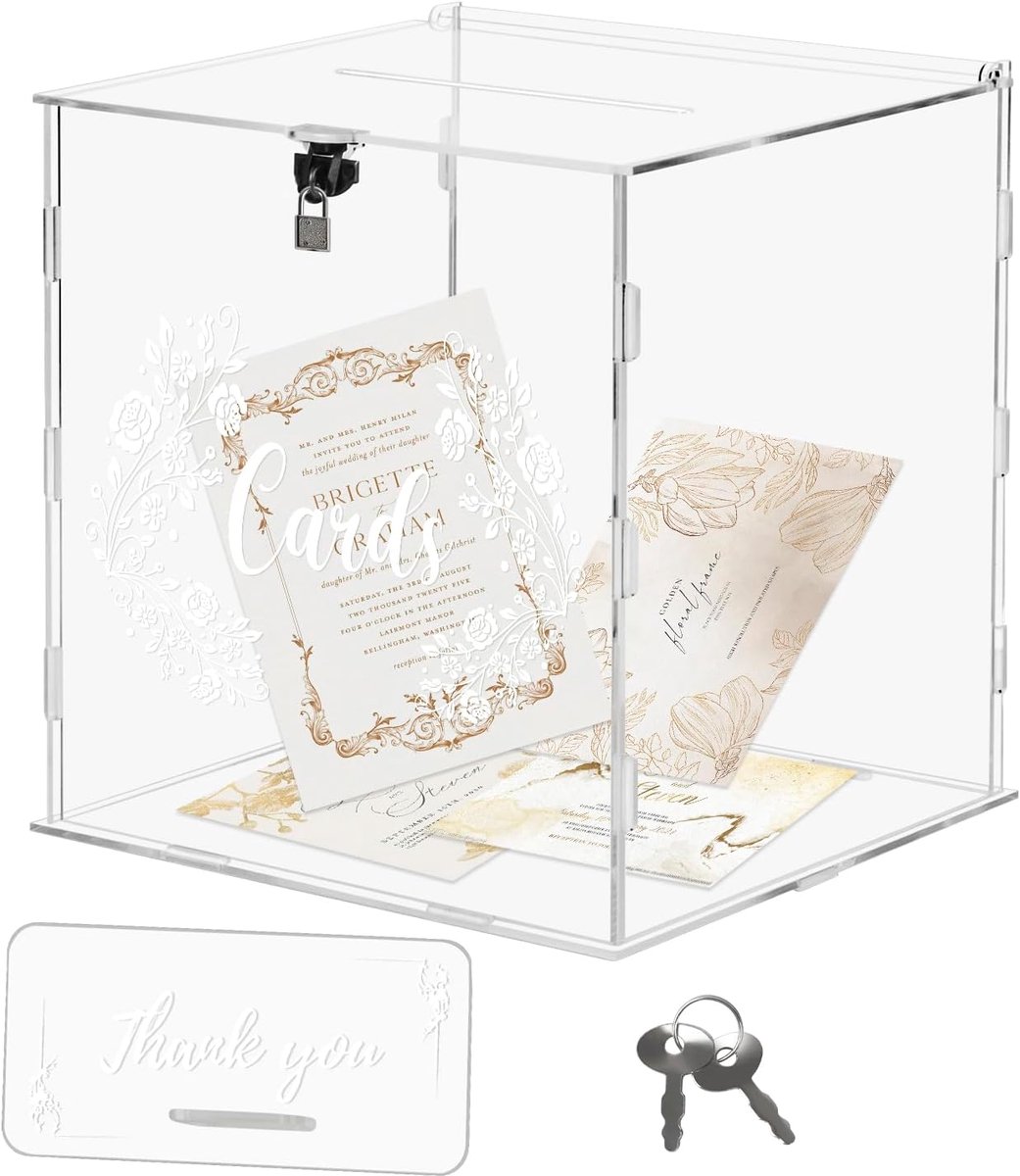 SnelShoppen - Acrylic Wedding Card Storage Box met Slot, Transparante Gift Box voor Bruiloften, Feestjes, Verjaardagen en Jubilea