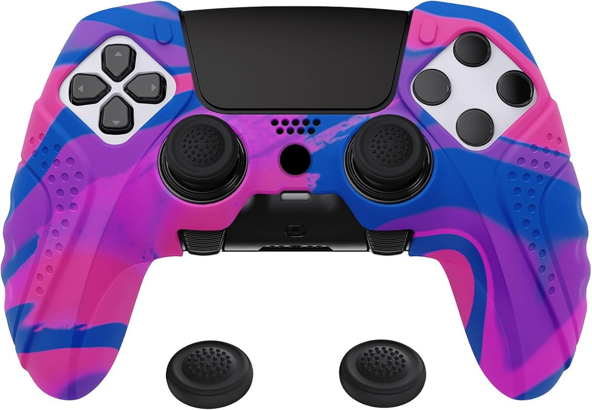 SnelShoppen - PlayVital Beschermhoes voor PS5 Edge Controller - Anti-Slip Silicone Hoes met Thumb Grip Caps, Zweetbestendig en Ergonomische Skin Cover