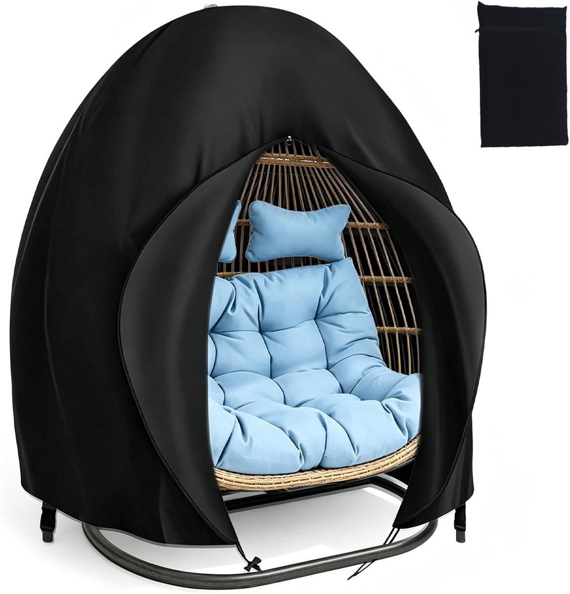 SnelShoppen - Hanging Chair Cover 200x230 cm - Zwarte Beschermhoes voor Hangstoel - Waterdicht, Stofvrij, Met Rits - Voor Buiten, Tuin, Balkon, Besche