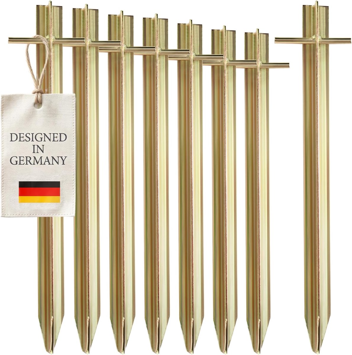 SnelShoppen - 8x Stalen Tent Pegs - Lange en Robuuste T-Profiel Haringen voor Camping, Tuin, Festivals en Outdoor Gebruik - Ideaal voor Normale en Har