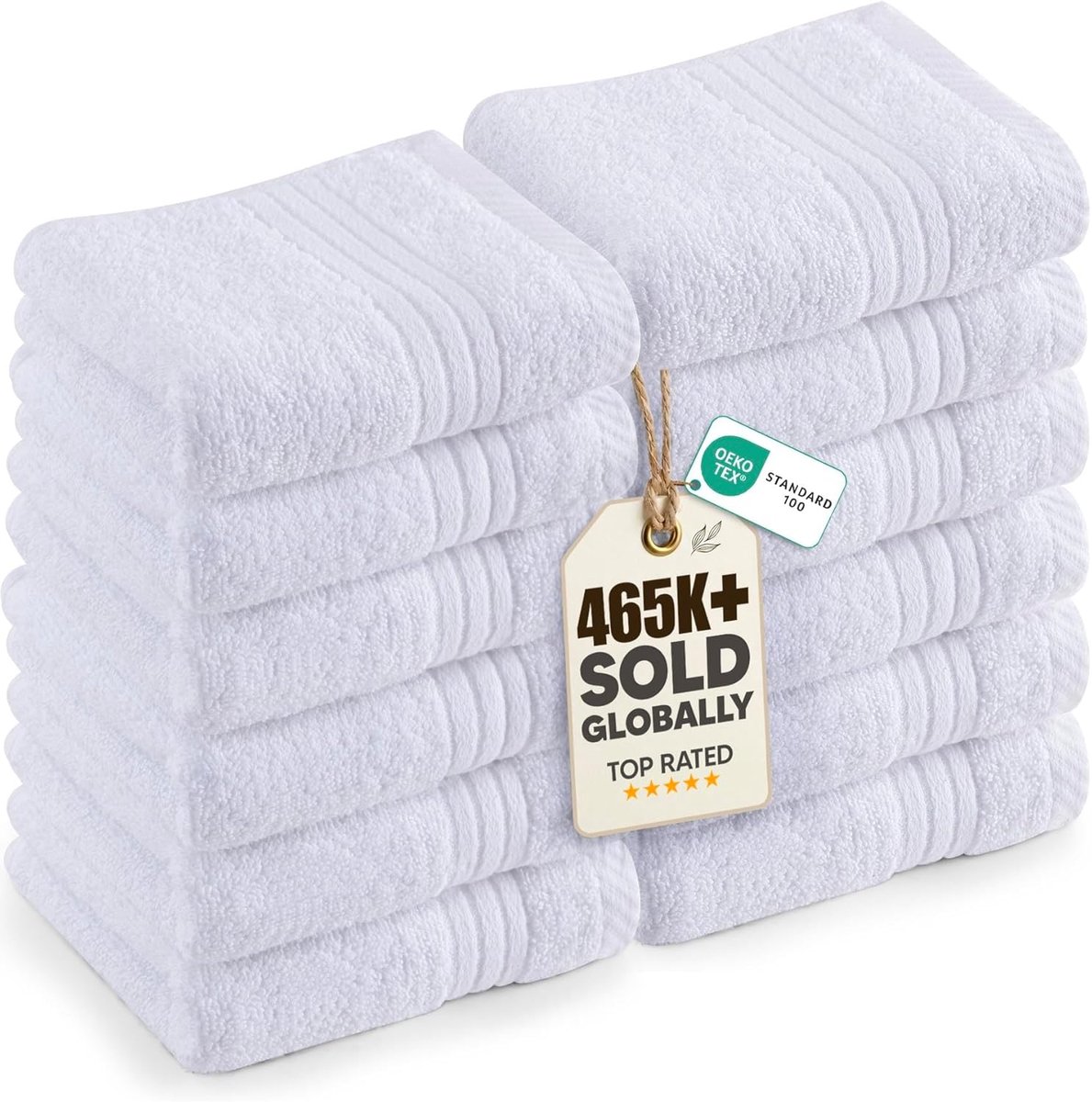 SnelShoppen - 12 Stuks Premium Washandjes 30x30 CM - 100% Ringen-Spun Katoen - Hoog Absorberend en Zacht - Ideaal voor Badkamer, Zwembad en Camping -