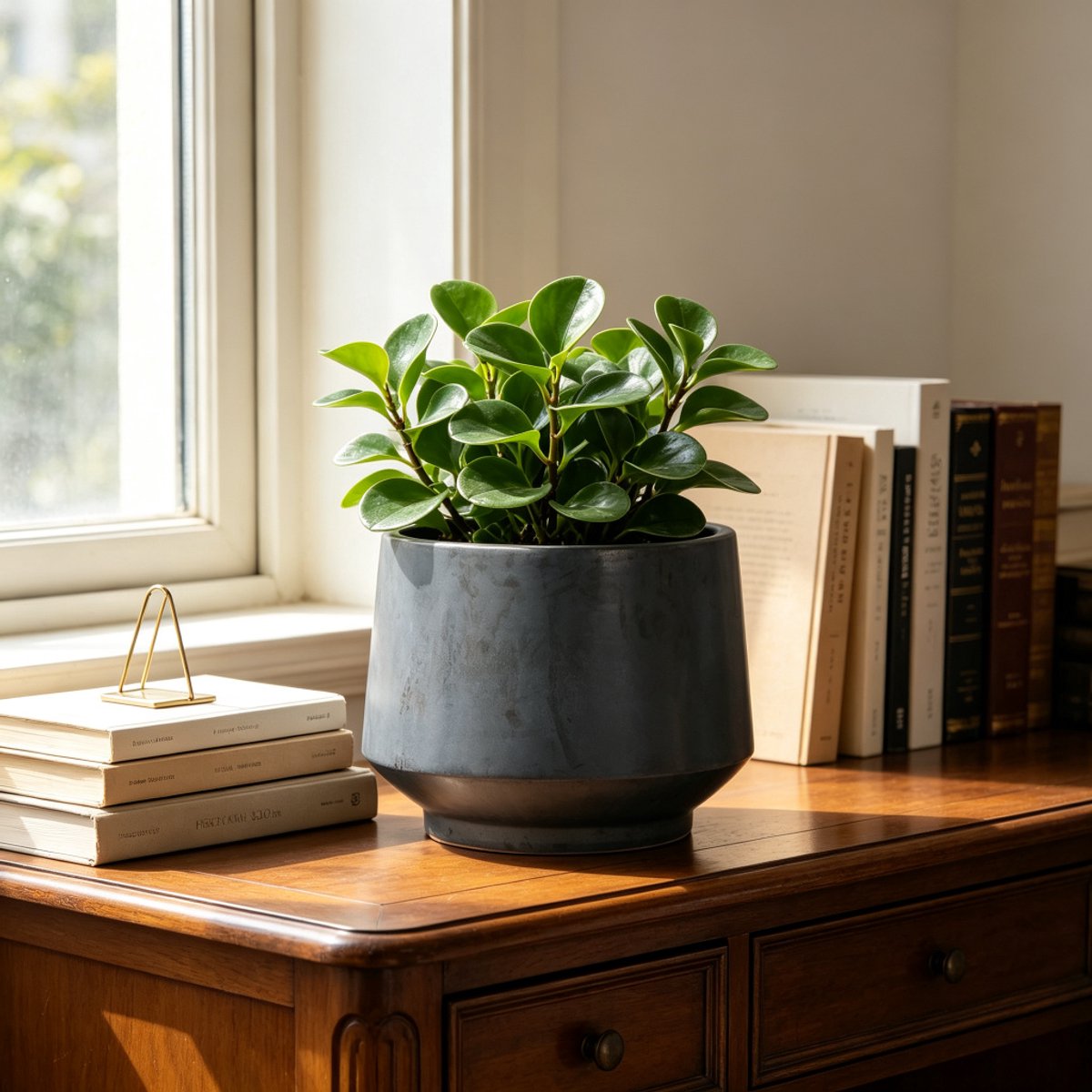 MIVRAY Bloempot – Handgemaakt En Vorstbestendig – Ø 28 cm – Keramiek – Antiek Zwart – Voor Binnen En Buiten – Met Afwateringsgat