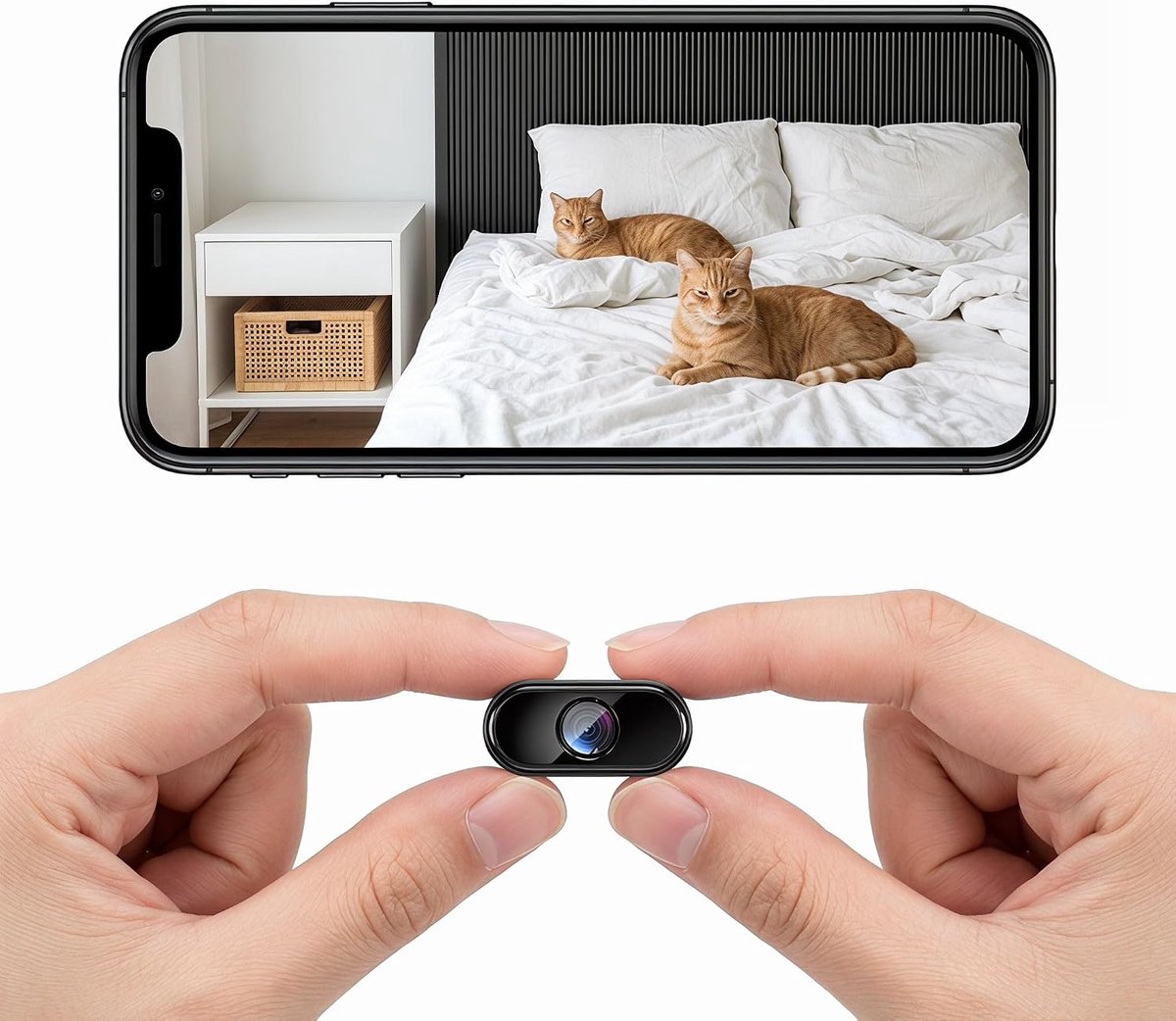 SnelShoppen - Mini Verborgen Wifi Camera Binnen 1080p met Nachtzicht en Bewegingsdetectie - Perfect voor Thuisbewaking, Baby, Huisdieren, Dieren, Veil