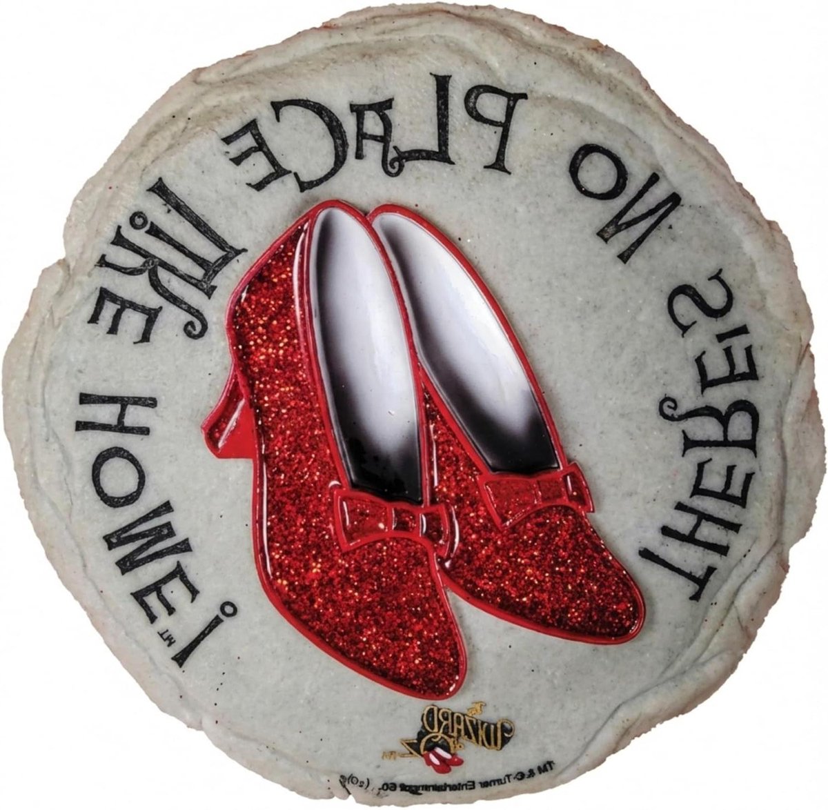 Tuindecoratie Steen - Decoratieve Stapsteen - Tuin Verfraaien - Met De Hand Geschilderd - Diameter 24.4 cm - Robijn Rood