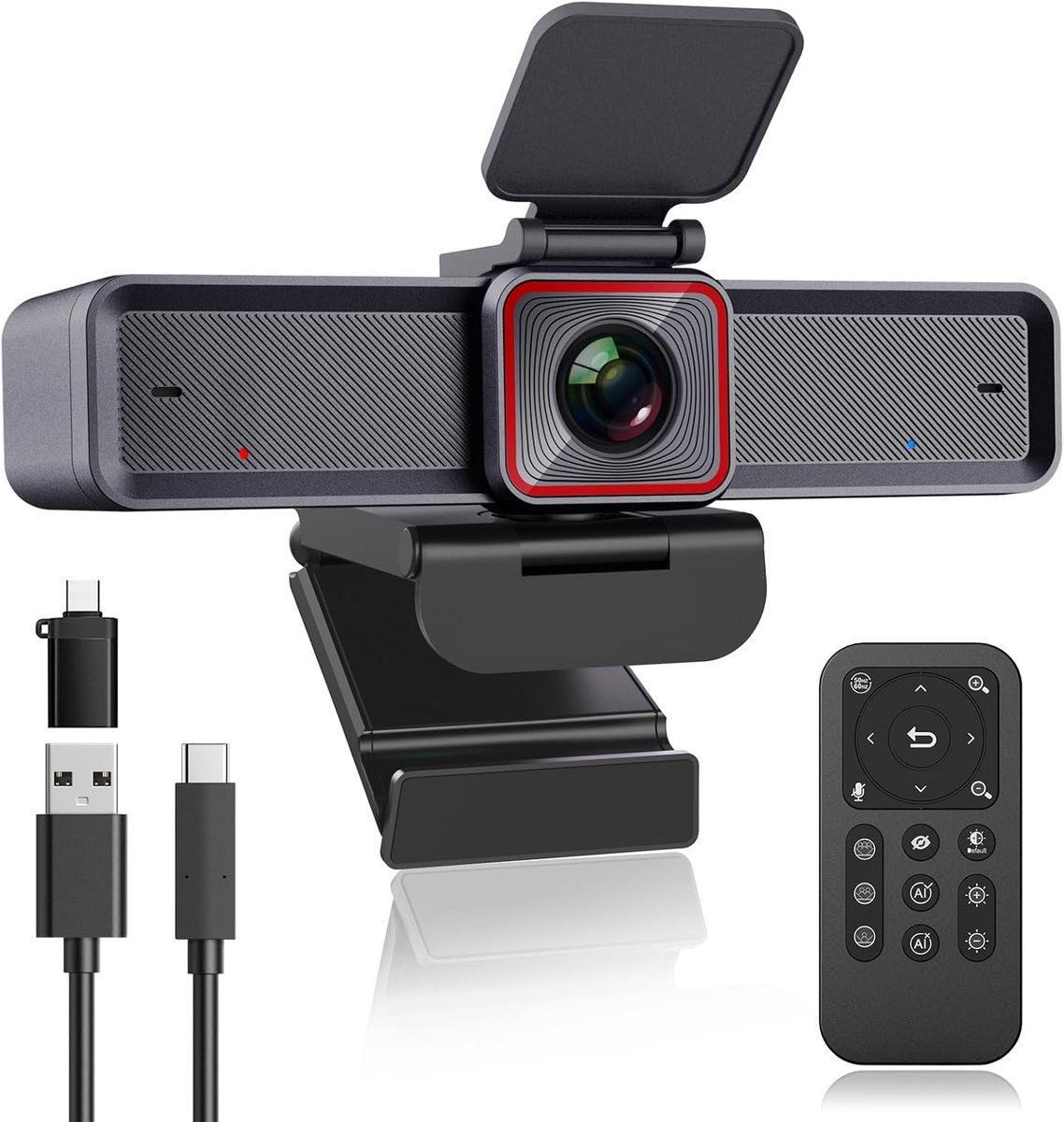 Thijox - 4K Streaming Webcam met AI-Tracking, HDR, Dubbele AI-Ruisonderdrukkende Microfoons, USB 3.0 Webcam voor Laptop en Videoconferenties, Perfect