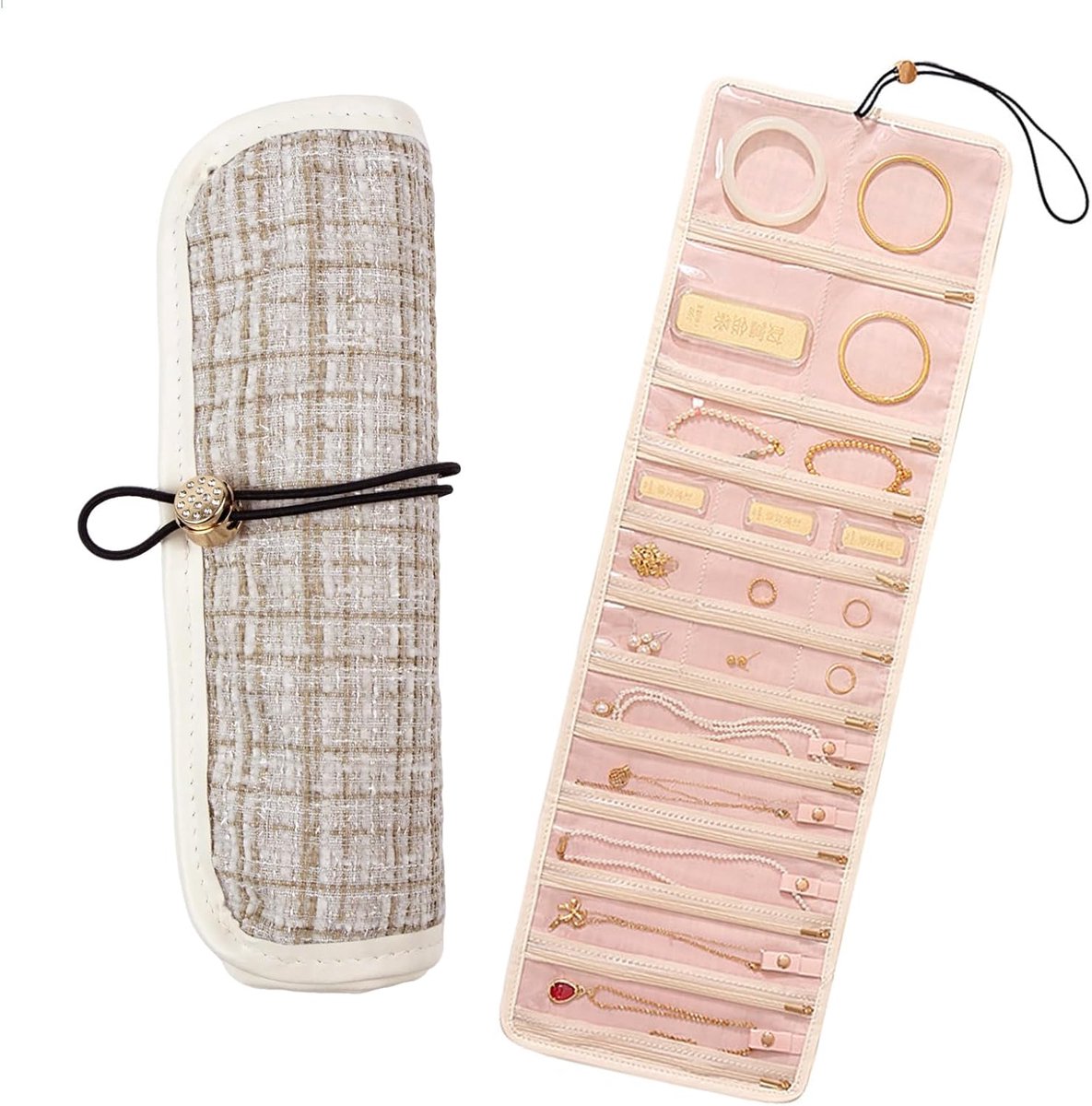 SnelShoppen - Travel Jewelry Bag - Opvouwbare Sieraden Organizer voor Reizen - Transparante Multi-laags Sieradenopslag voor Oorbellen, Kettingen en R