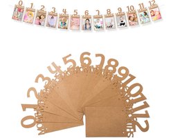 Thijox - Naler Fotoslinger Baby 1e Verjaardag Maandslinger 0-12 Maanden Happy Birthday Krachtpapier Slinger Babyshower Decoratie