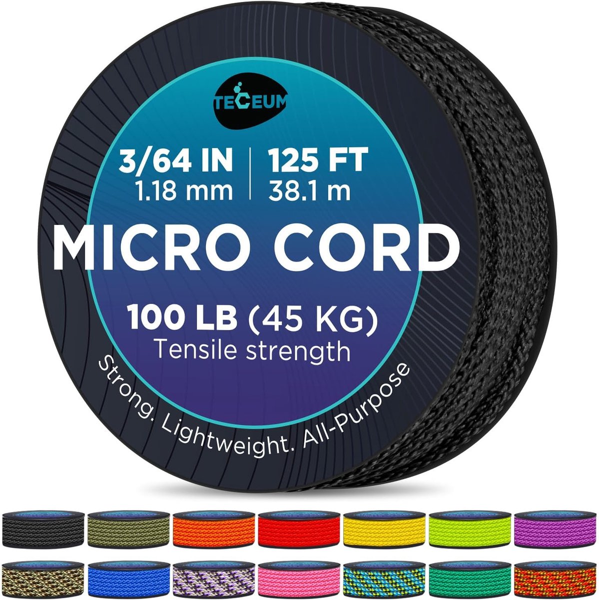 SnelShoppen - Micro Paracord Zwart 1.17mm x 38.1m - Dunne, Sterke Nylon Polyester Touw - Ideaal voor Survival, Tuin, Windgong Vervanging