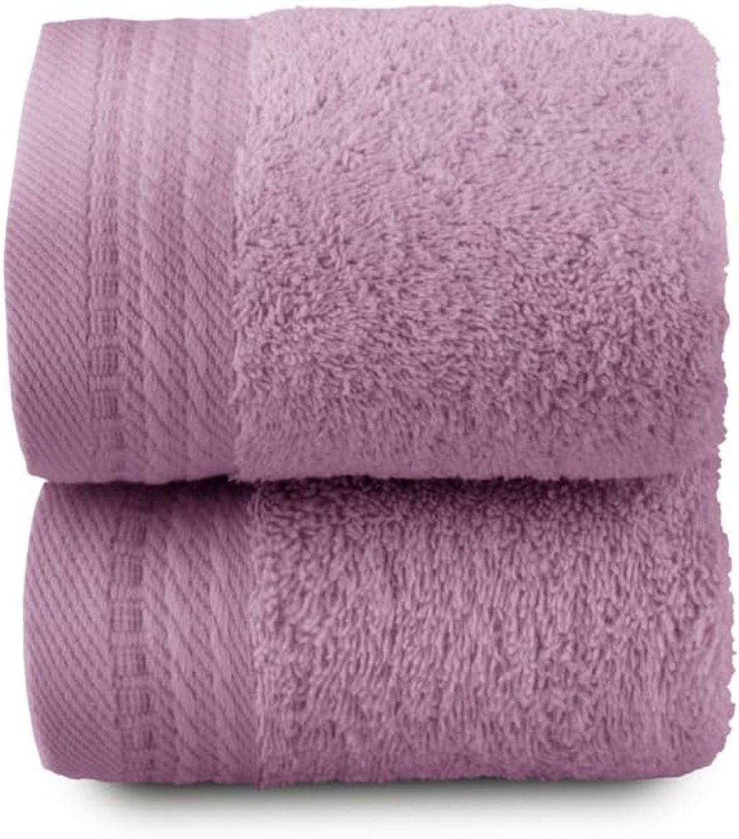 SnelShoppen - Set van 2 Bidde Handdoeken 30x50 cm, 100% Katoen, Super Zacht en Absorberend, Lilac, Ideaal voor Badkamer, Camping en Dagelijks Gebruik