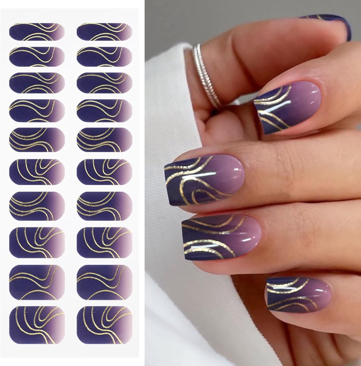 SnelShoppen - Gradient Nail Foil UV Gel Nail Art Sticker - Zelfklevende Nagelstickers - 20 Stuks - Duurzaam, Veilig en Comfortabel - Perfect voor Fees