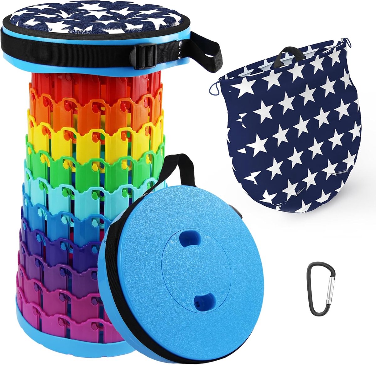 SnelShoppen - Vouwbare Campingstoel, Telecopische Opvouwbare Kruk, Mini Lichtgewicht Stoel voor Buiten, Camping, Vissen, BBQ, 272kg Draagvermogen, Ver