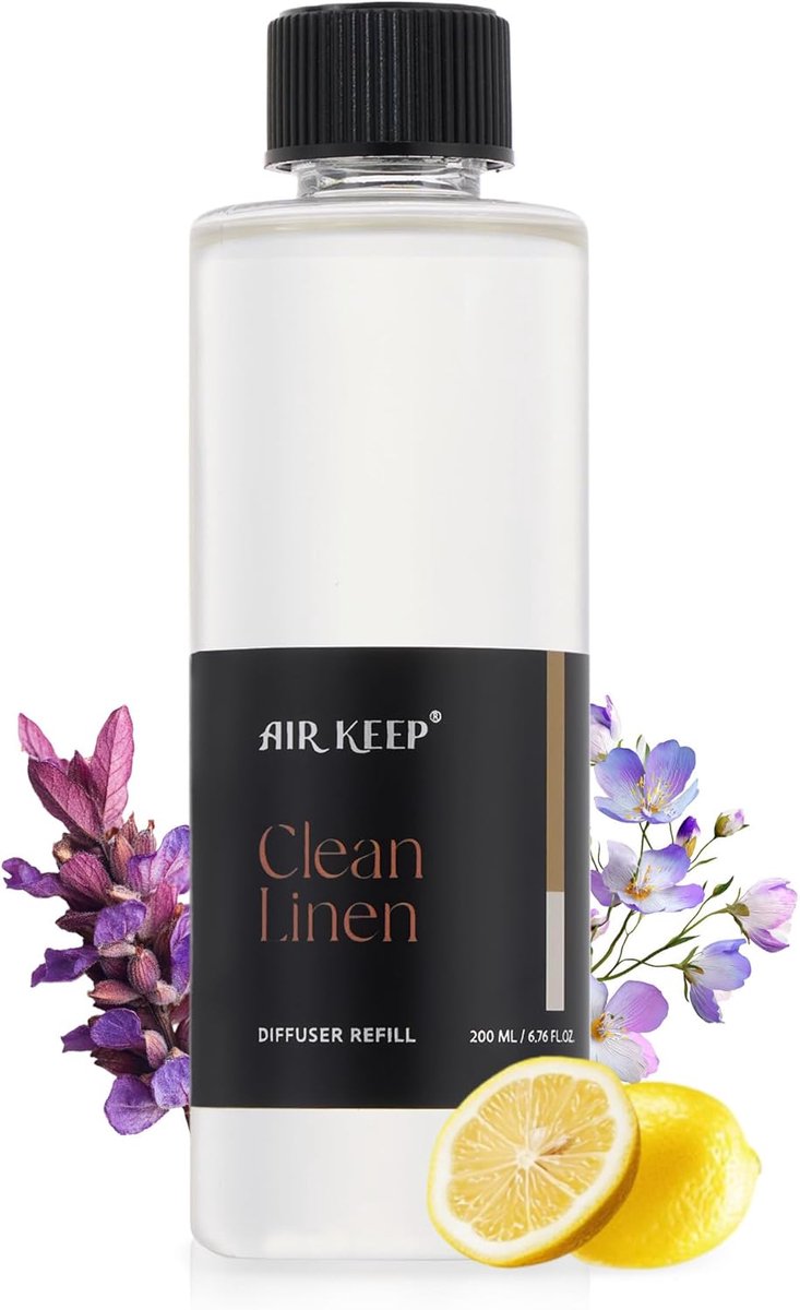 SnelShoppen - Airkeep Refill Geur Sticks 200ml - Geur Verspreider - Langdurige Geur tot 90 Dagen - Clean Linen - Geschikt voor Diffusers - Handig en S