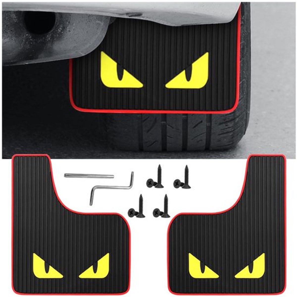 Pakket van 2 universele spatborden, spatborden, spatbordverbreders, spatborden met schroef voor auto, pick-up, SUV, bestelwagen (kleine monsters)